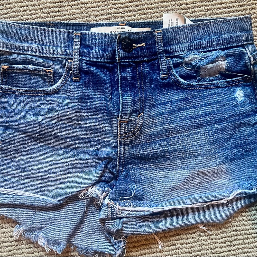 Distressed Blue Denim Shorts